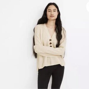 Madewell Lyle Henley Sweater in Lighthouse Size Medium MA741